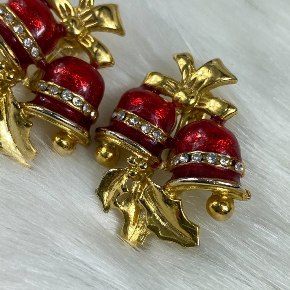 Vintage Christmas Jingle Bell Clip-on Earrings - Picture 2 of 9